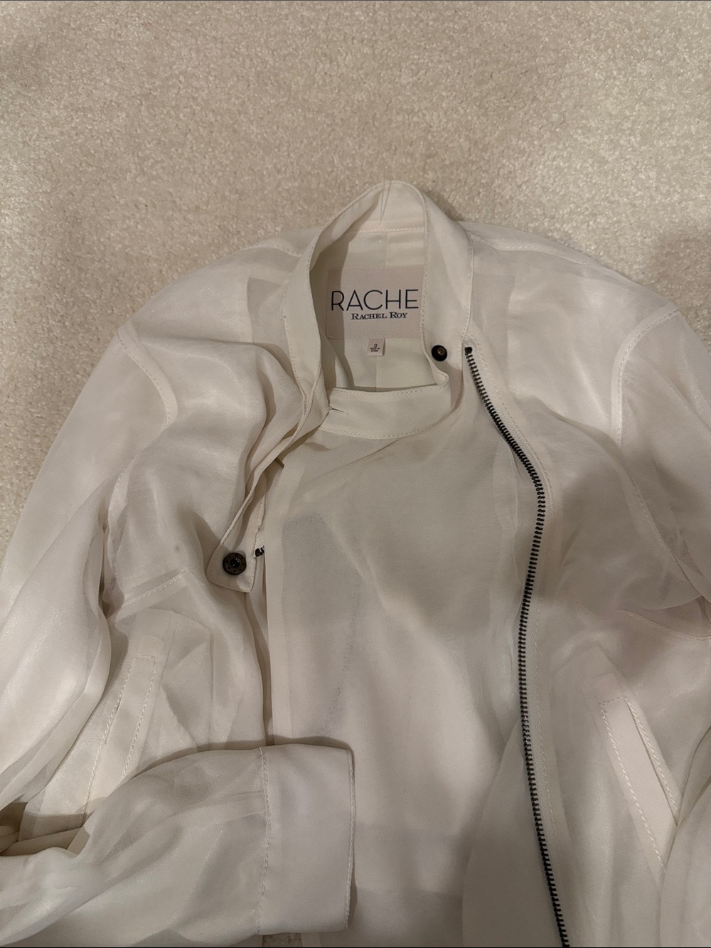 RACHEL Rachel Roy Cream Zip-Front Bomber Jacket
